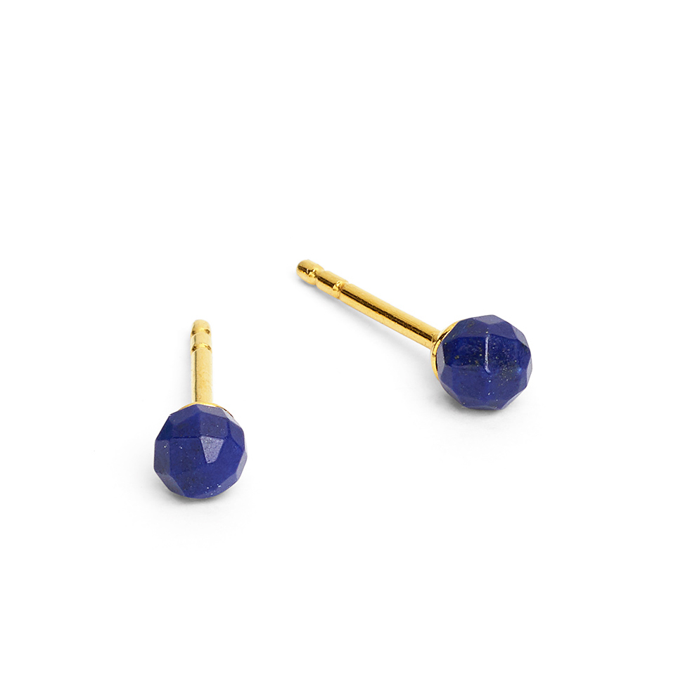 Facelli Ohrstecker Gold-Silber 4mm mit Lapislazuli